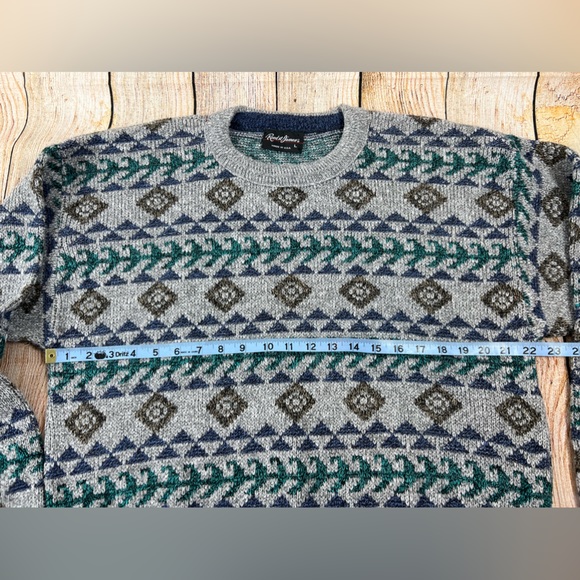 Vintage Reed St James Aztec Print Pullover Knit Sweater Size L Made in USA - Picture 3 of 5